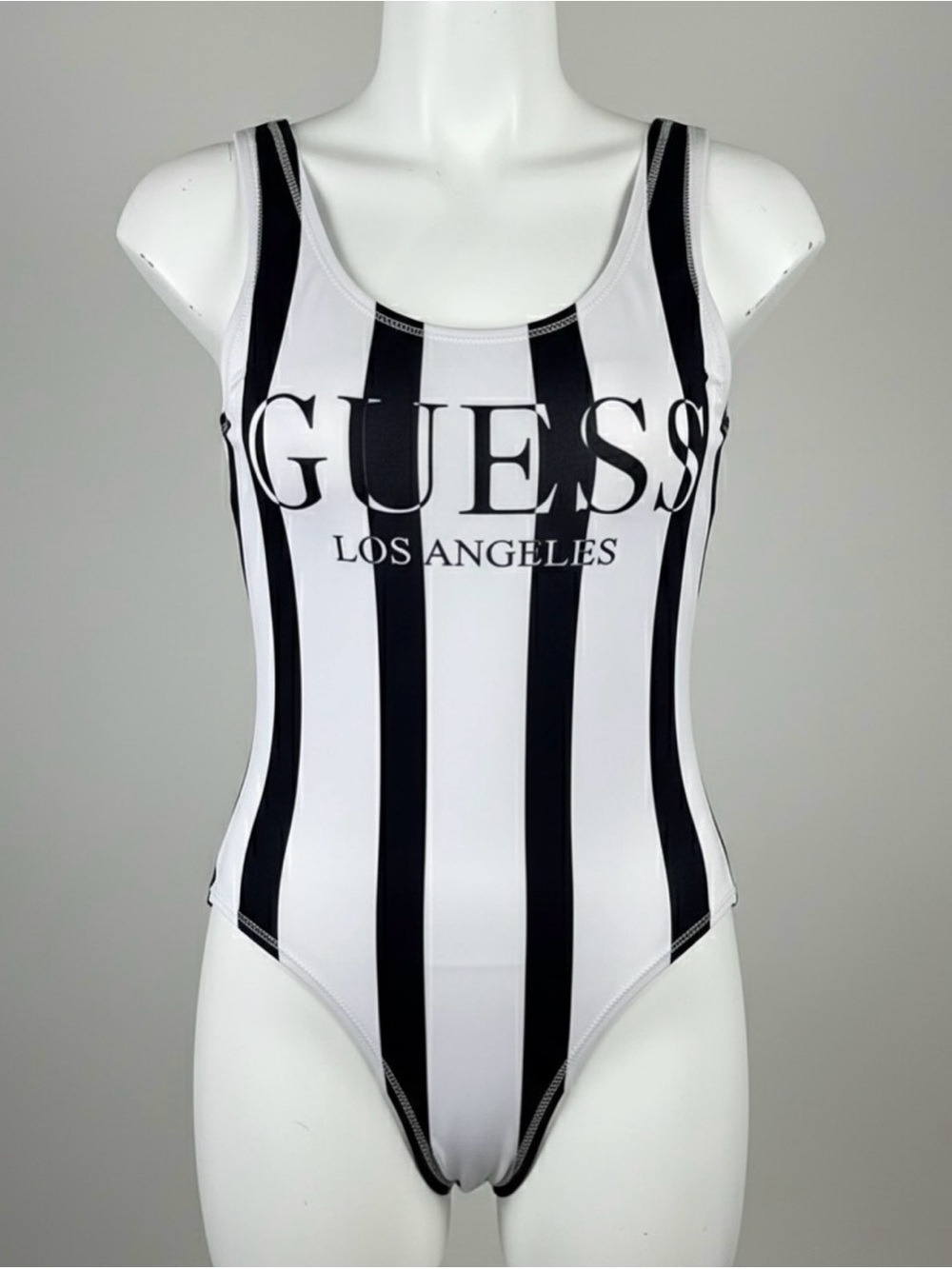GUESS Los Angeles Black & White Striped One-Piece